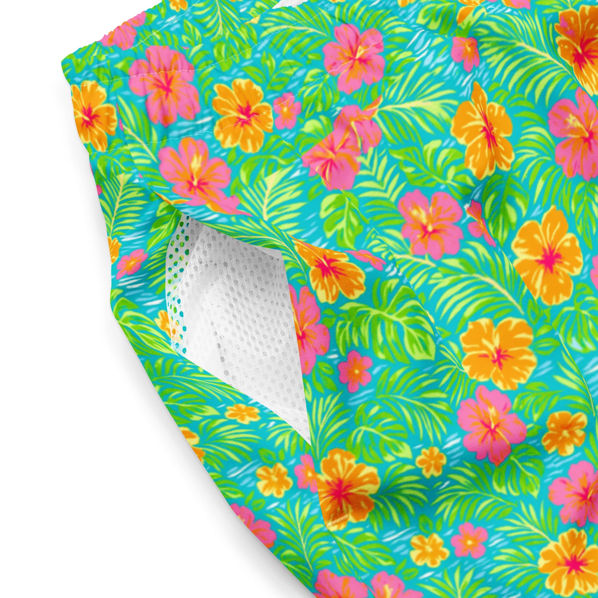 Bali Bloom Swim Trunks by Coastal Cool sustainable quick dry fabric with UPF 50+ sun protection