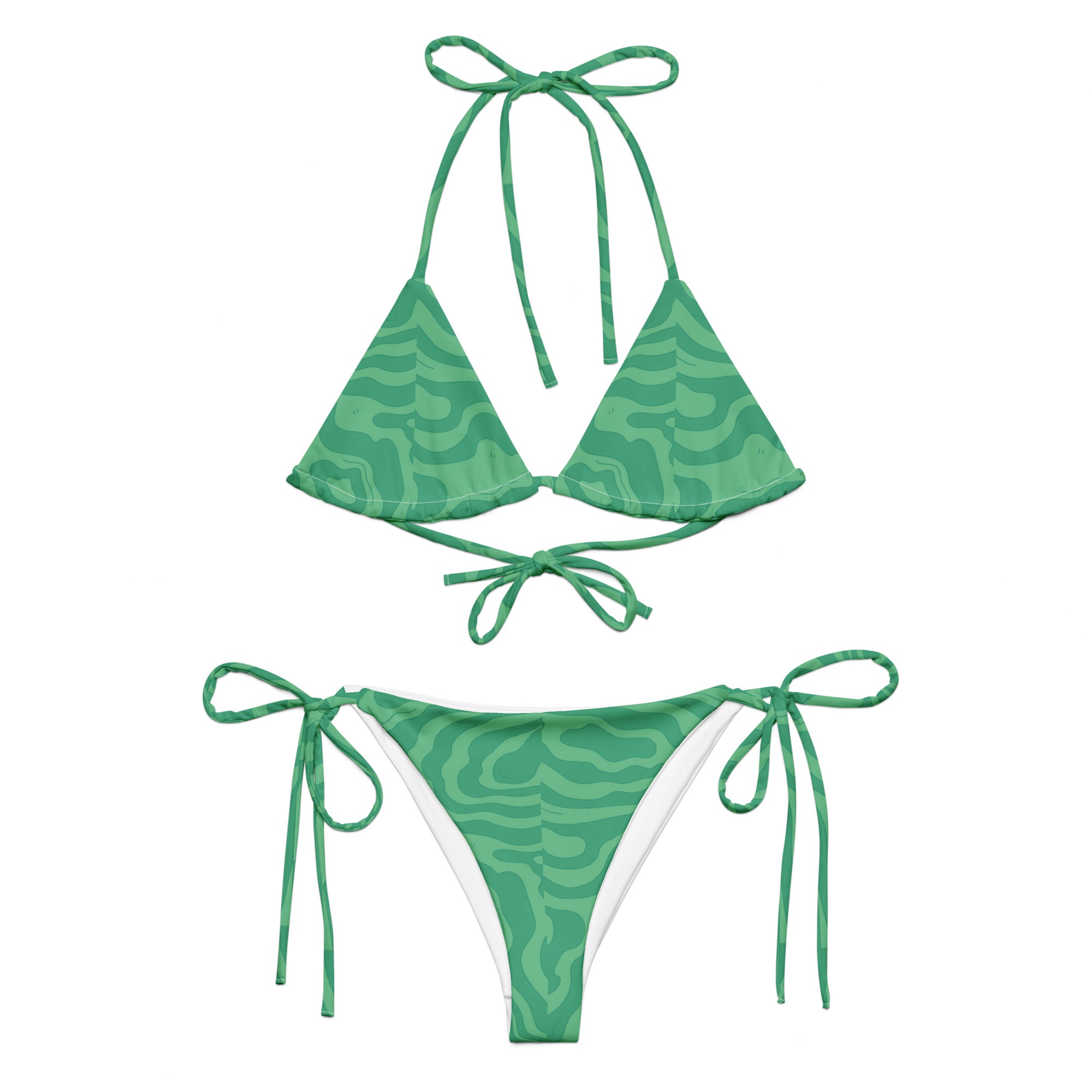 Classic Sands Green String Bikini-Coastal Cool-Recycled Swimsuits and Beachwear