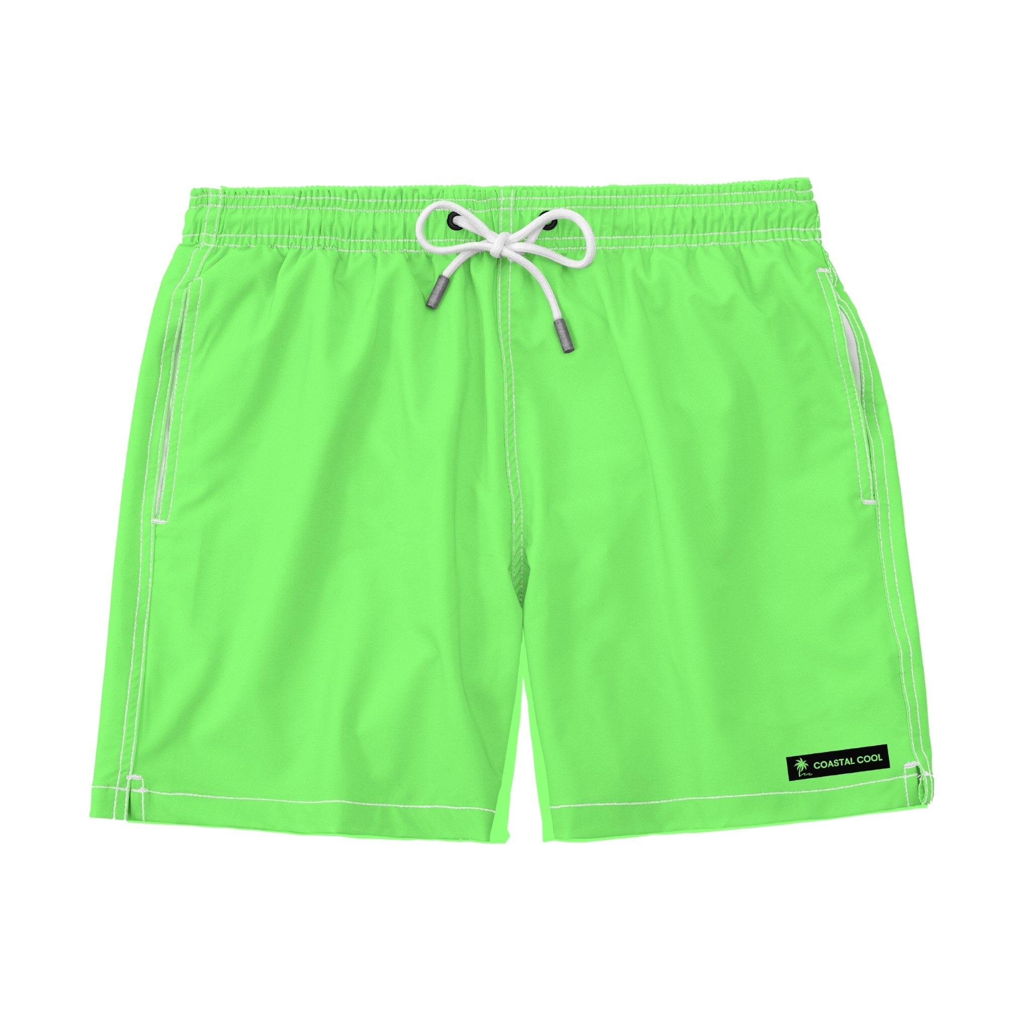 Green Solid Swim Trunks-Coastal Cool-Recycled Swimsuits and Beachwear