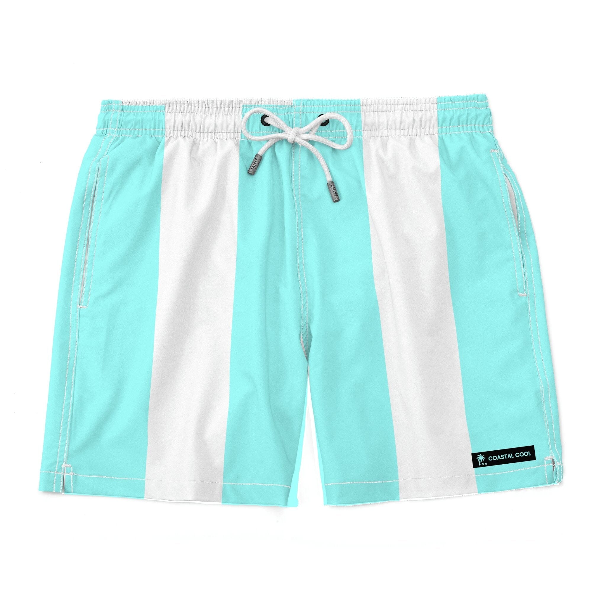 Light Blue Striped Swim Trunks-Coastal Cool-Recycled Swimsuits and Beachwear