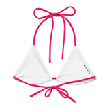 Neon Pink String Bikini Top by Coastal Cool adjustable straps breathable fit and UPF 50+