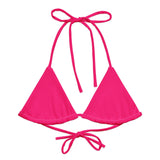 Neon Pink String Bikini Top by Coastal Cool adjustable straps breathable fit and UPF 50+