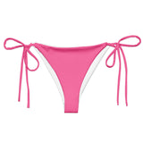 Pink Solid String Bikini Bottom by Coastal Cool sustainable UPF 50 adjustable seamless flattering fit