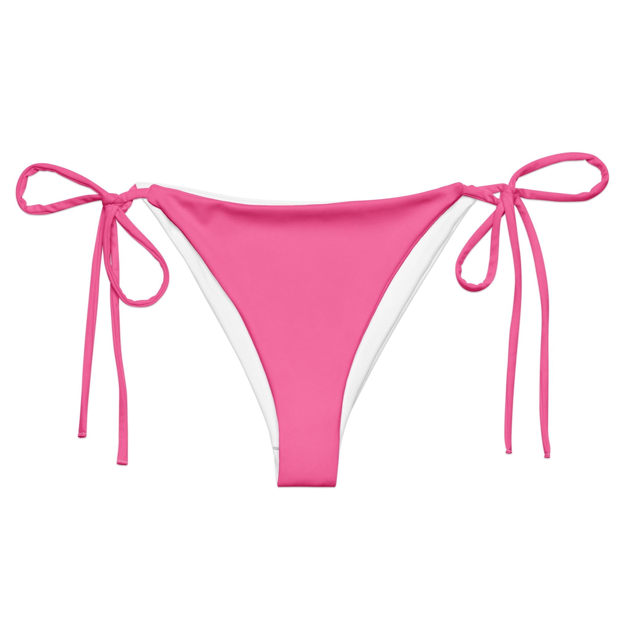 Pink Solid String Bikini Bottom by Coastal Cool sustainable UPF 50 adjustable seamless flattering fit