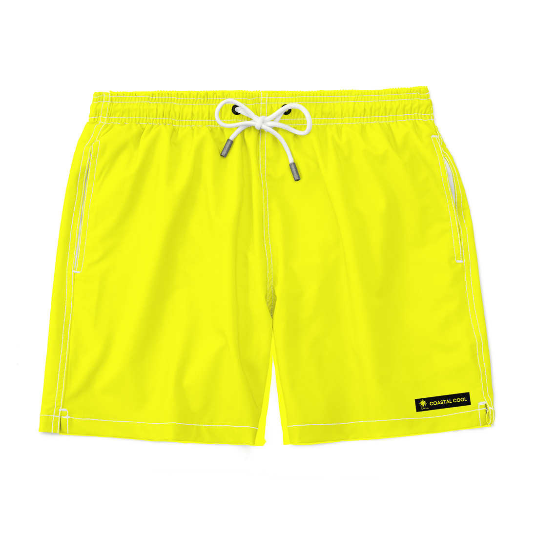 Yellow Solid Swim Trunks-Coastal Cool-Recycled Swimsuits and Beachwear