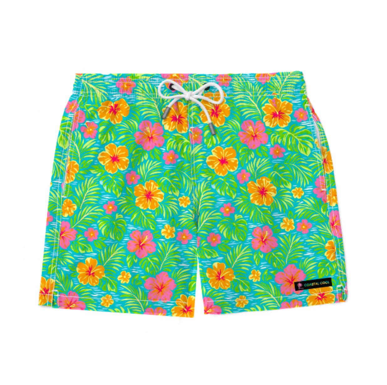 Bali Bloom Swim Trunks-Coastal Cool