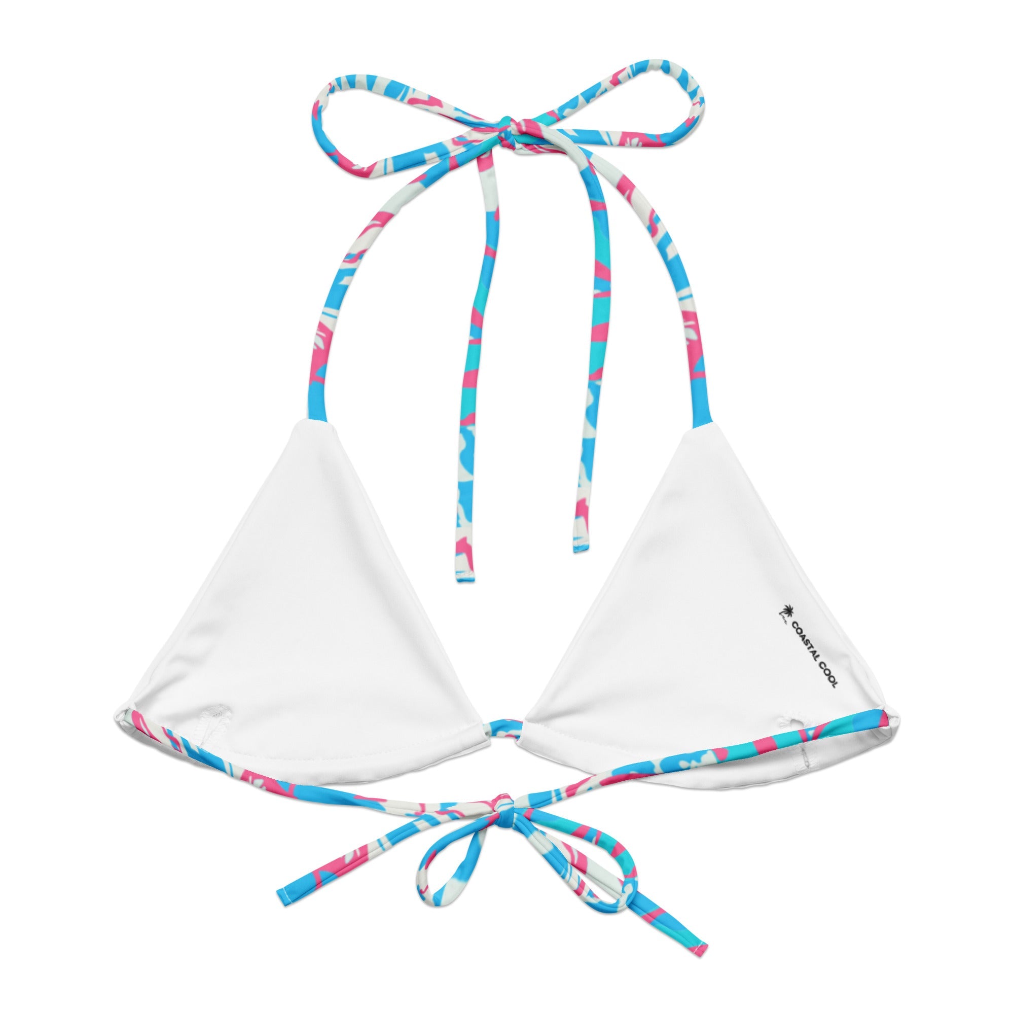 Bora Bora Pink String Bikini Top by Coastal Cool adjustable straps breathable fit and UPF 50+