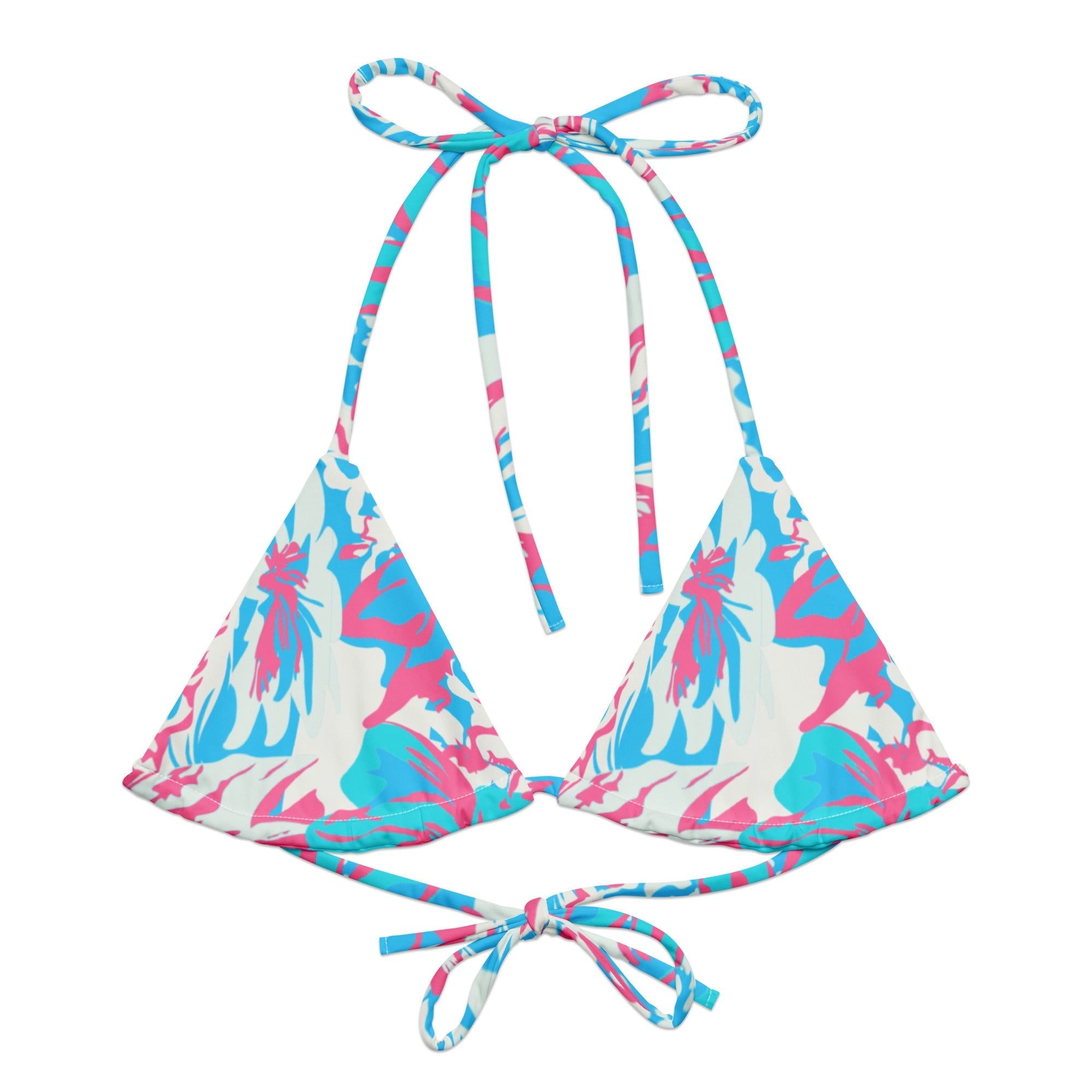 Bora Bora Pink String Bikini Top by Coastal Cool adjustable straps breathable fit and UPF 50+
