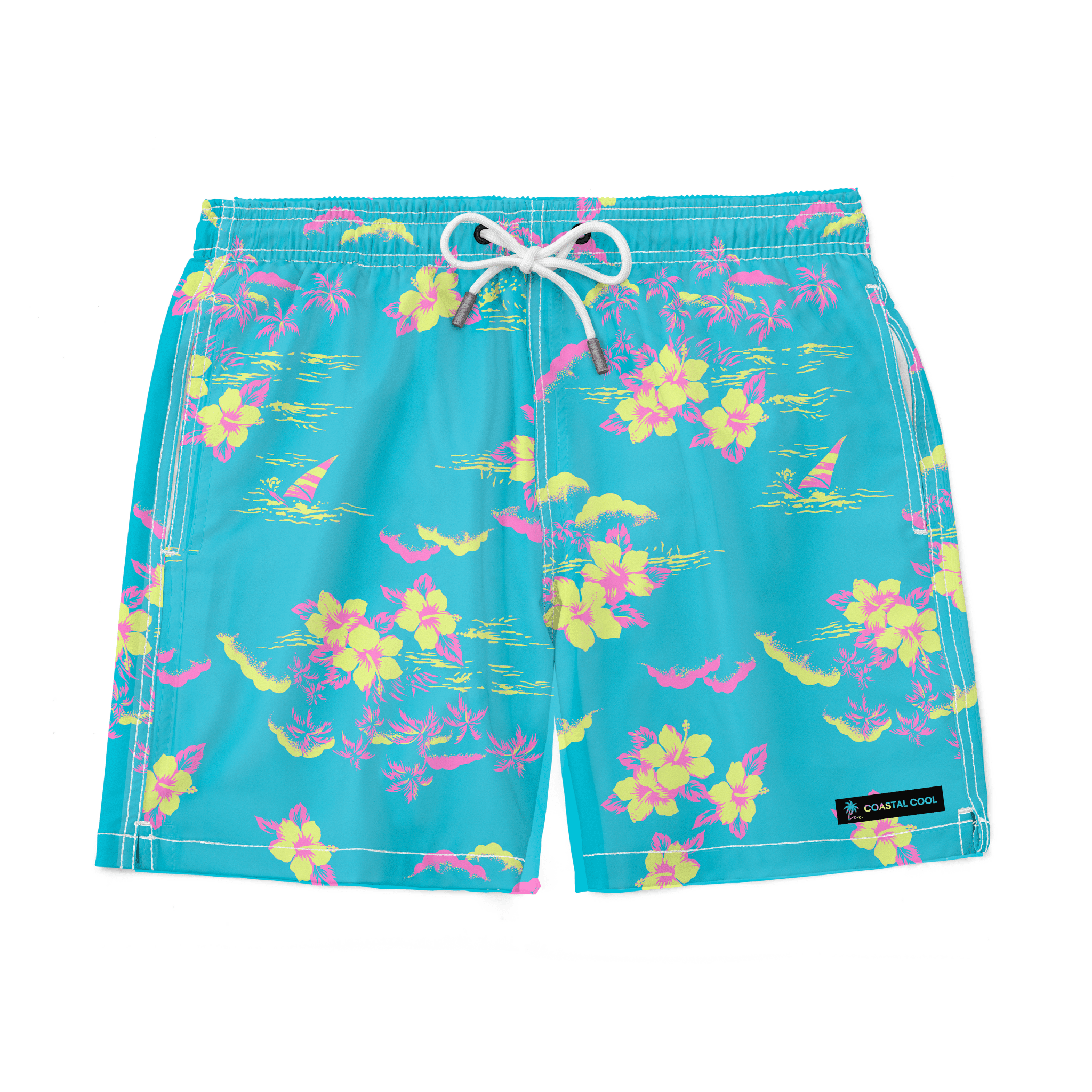 Catamaran Days Blue Swim Trunks-Coastal Cool