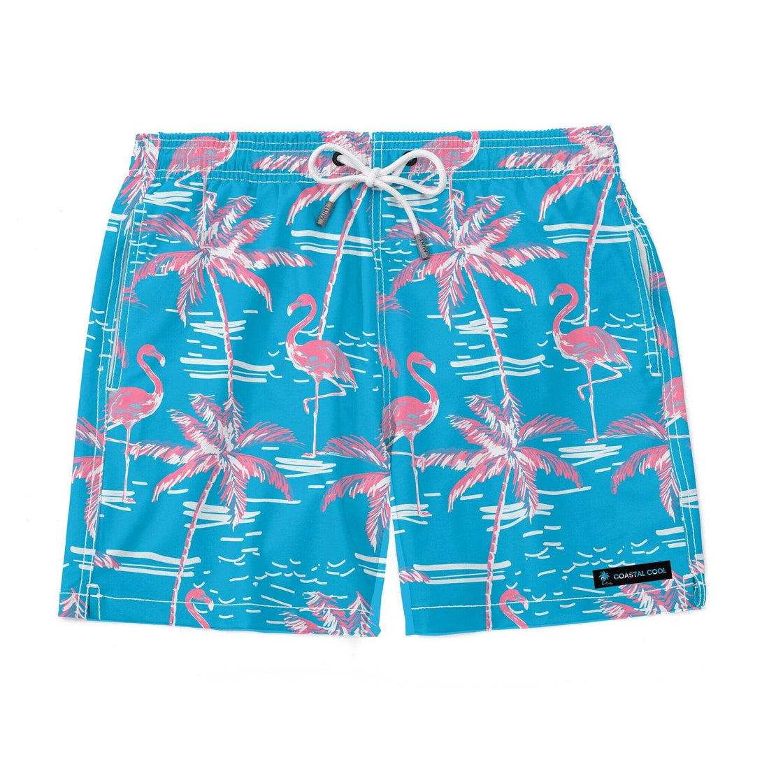 Flamingo Paradise Swim Trunks-Coastal Cool