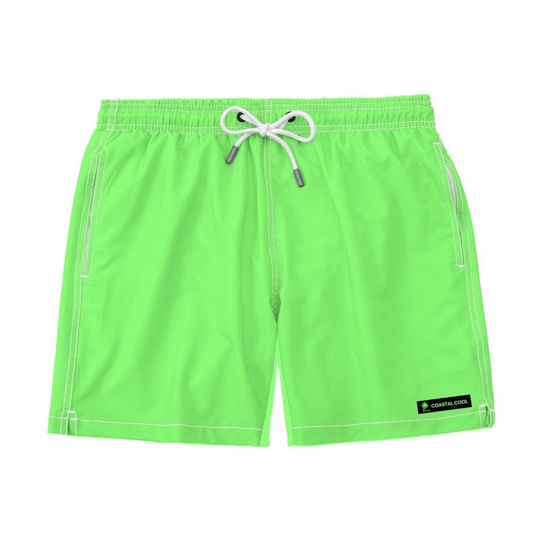 Green Solid Swim Trunks-Coastal Cool