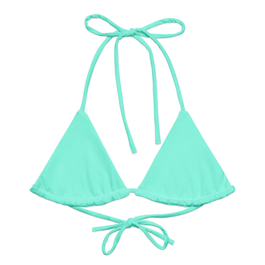 Light Teal String Bikini Top-Coastal Cool-Recycled Swimsuits and Beachwear