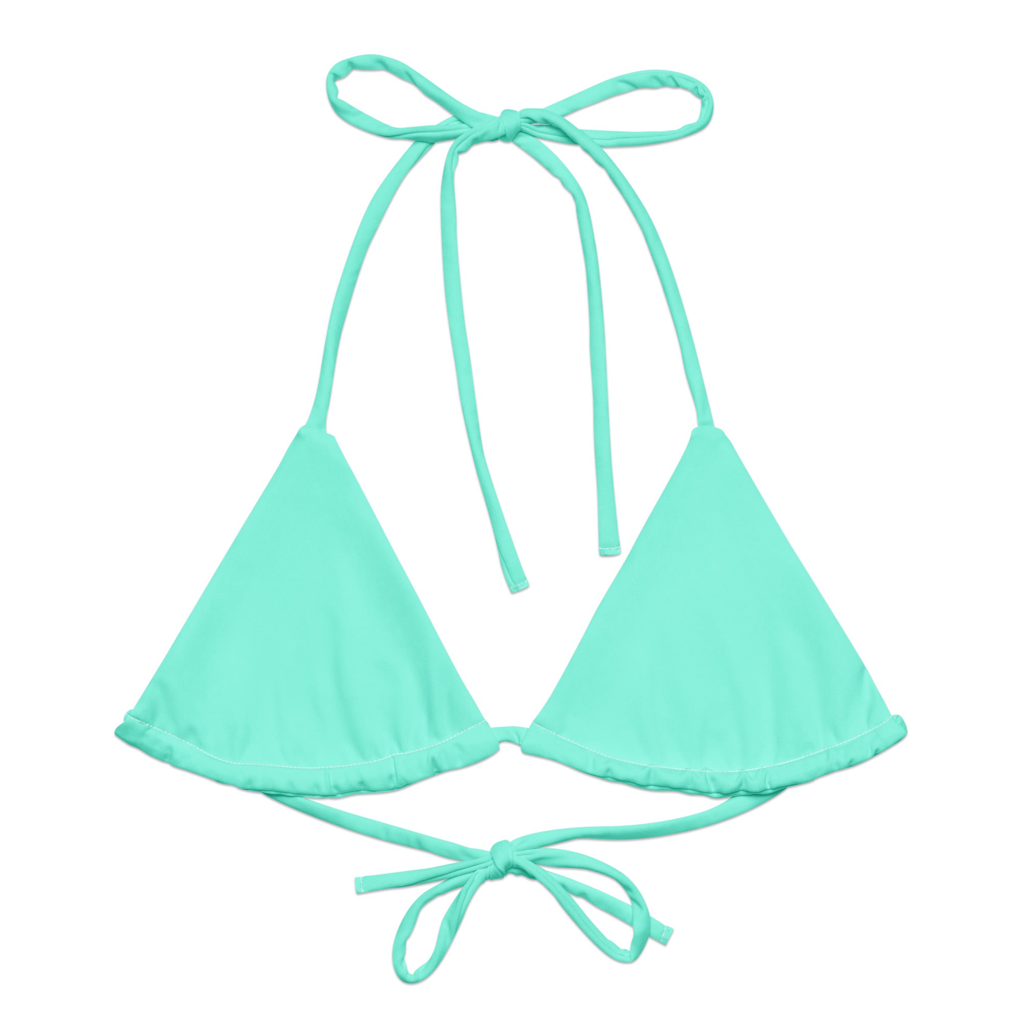 Light Teal String Bikini Top-Coastal Cool