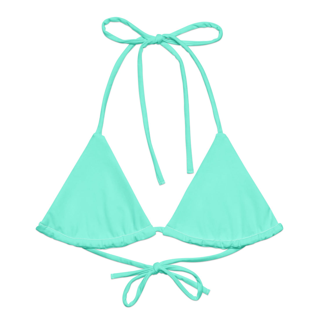 Light Teal String Bikini Top-Coastal Cool