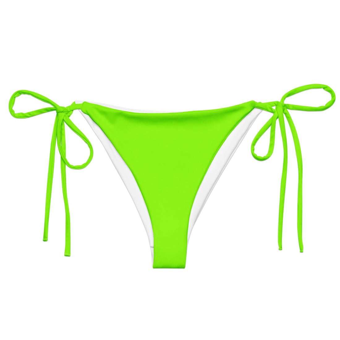 Neon Green String Bikini Bottom-Coastal Cool-Recycled Swimsuits and Beachwear