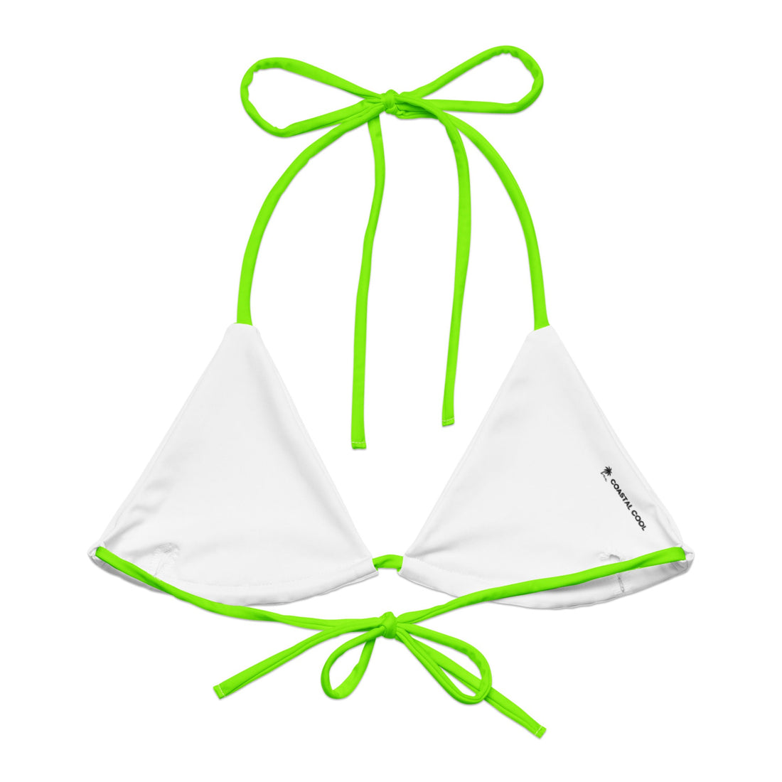 Neon Green String Bikini Top-Coastal Cool-Recycled Swimsuits and Beachwear