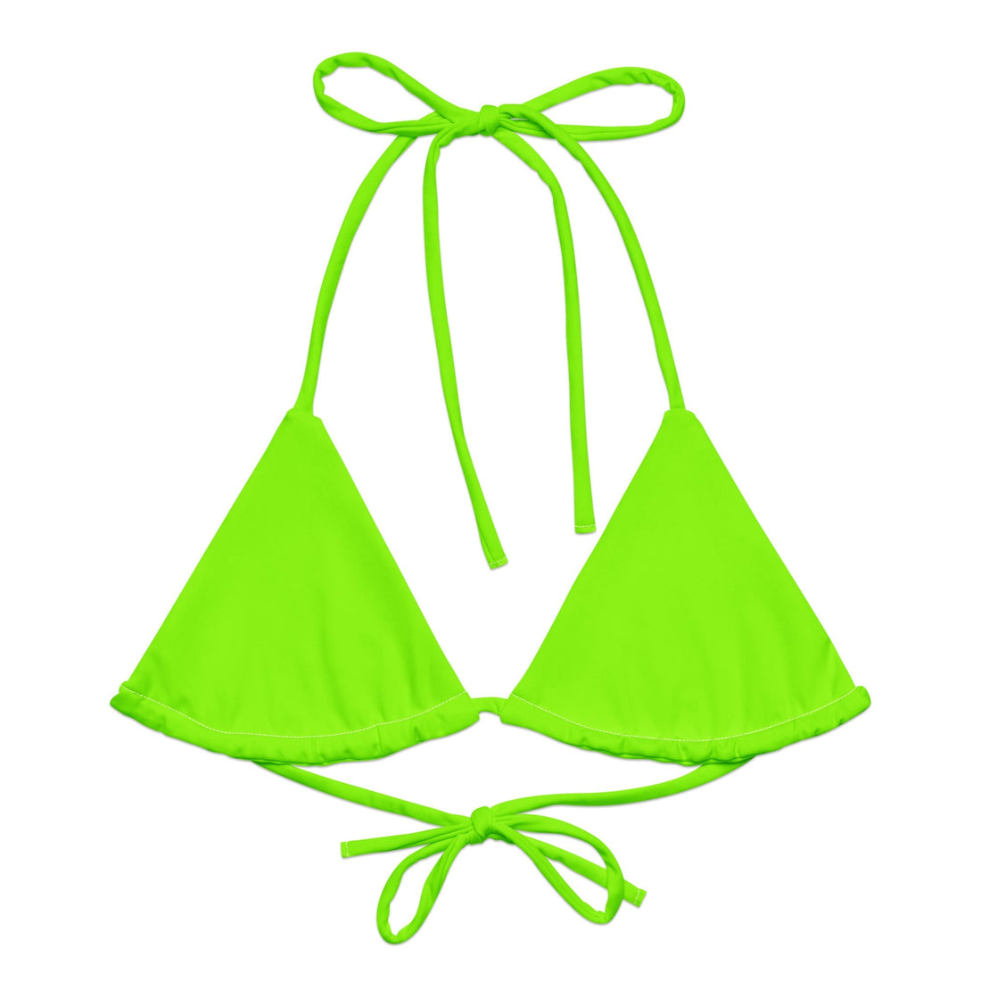 Neon Green String Bikini Top-Coastal Cool-Recycled Swimsuits and Beachwear