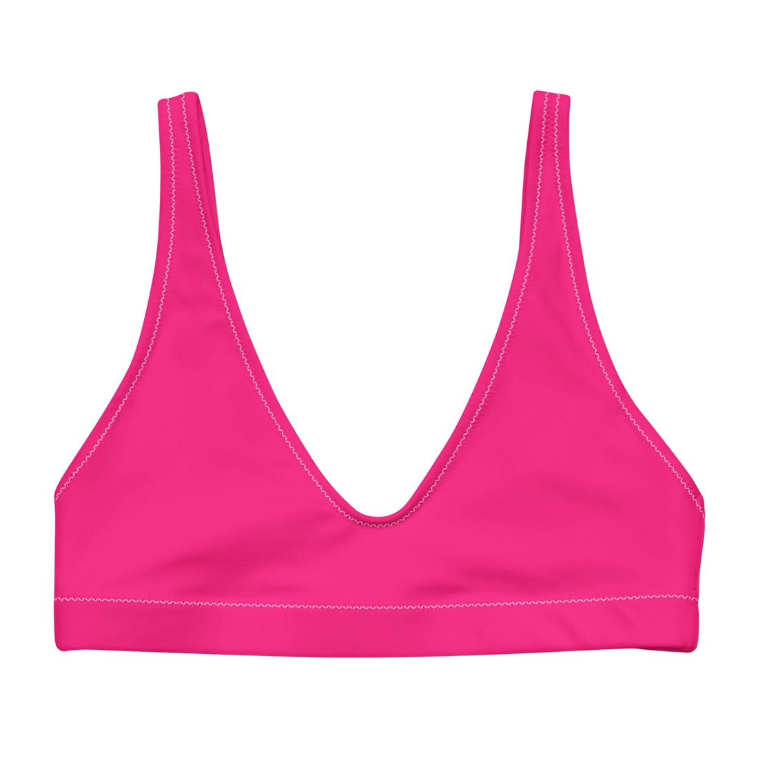 Neon Pink Solid Bikini Top-Coastal Cool