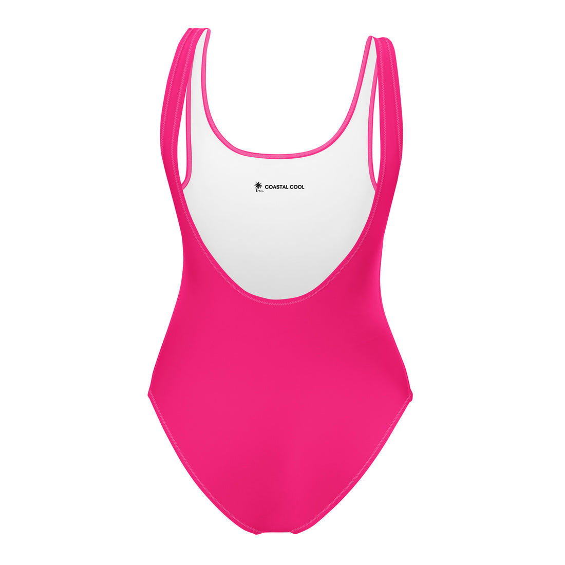 Neon Pink Solid One-Piece Swimsuit-Coastal Cool-Recycled Swimsuits and Beachwear