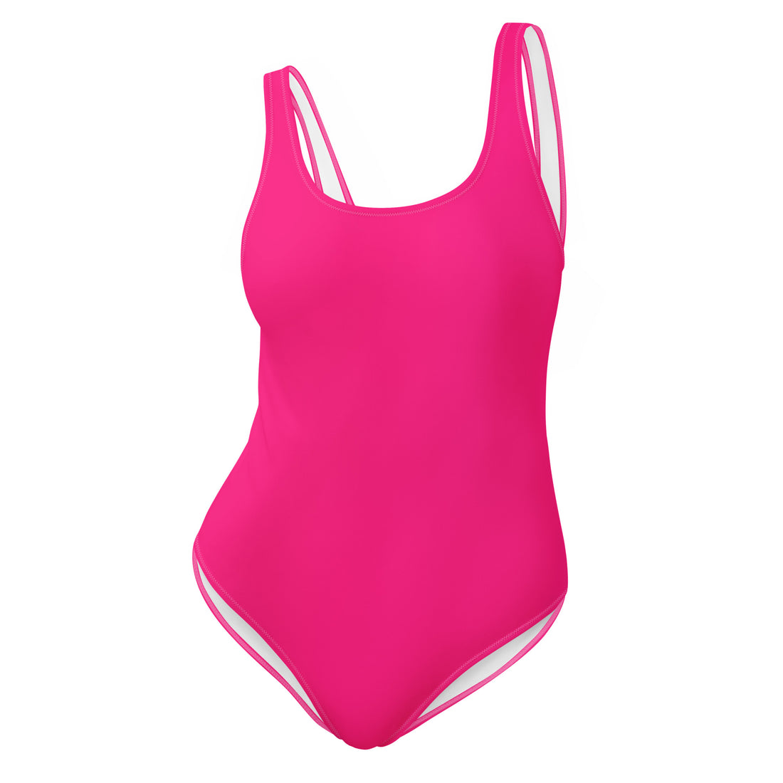 Neon Pink Solid One-Piece Swimsuit-Coastal Cool-Recycled Swimsuits and Beachwear