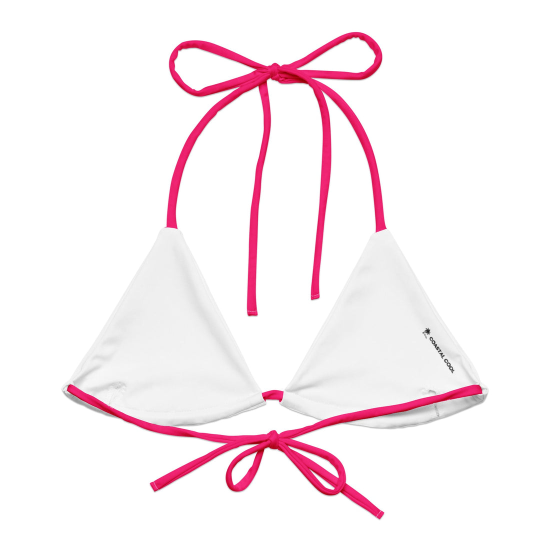 Neon Pink String Bikini Top-Coastal Cool-Recycled Swimsuits and Beachwear