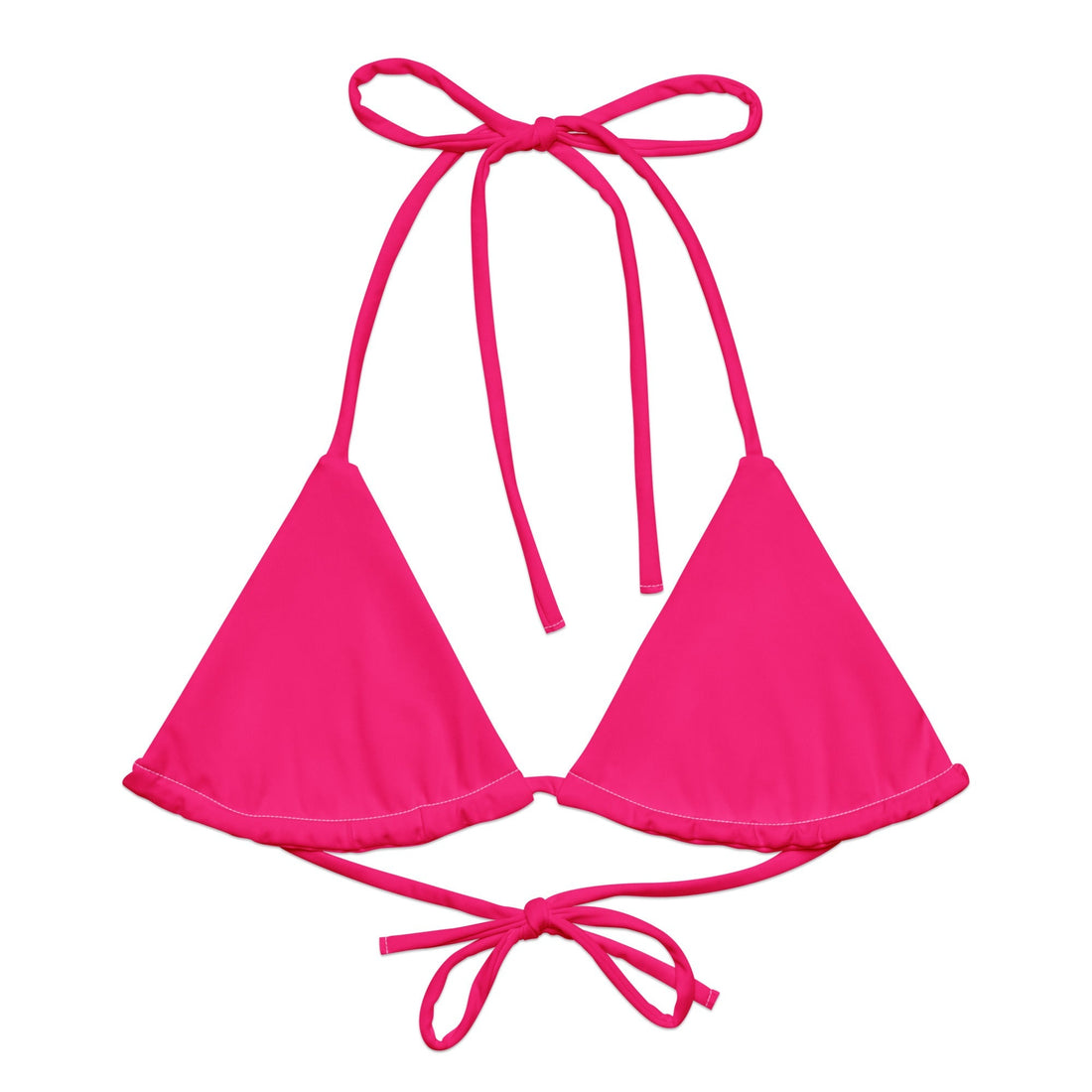 Neon Pink String Bikini Top-Coastal Cool-Recycled Swimsuits and Beachwear