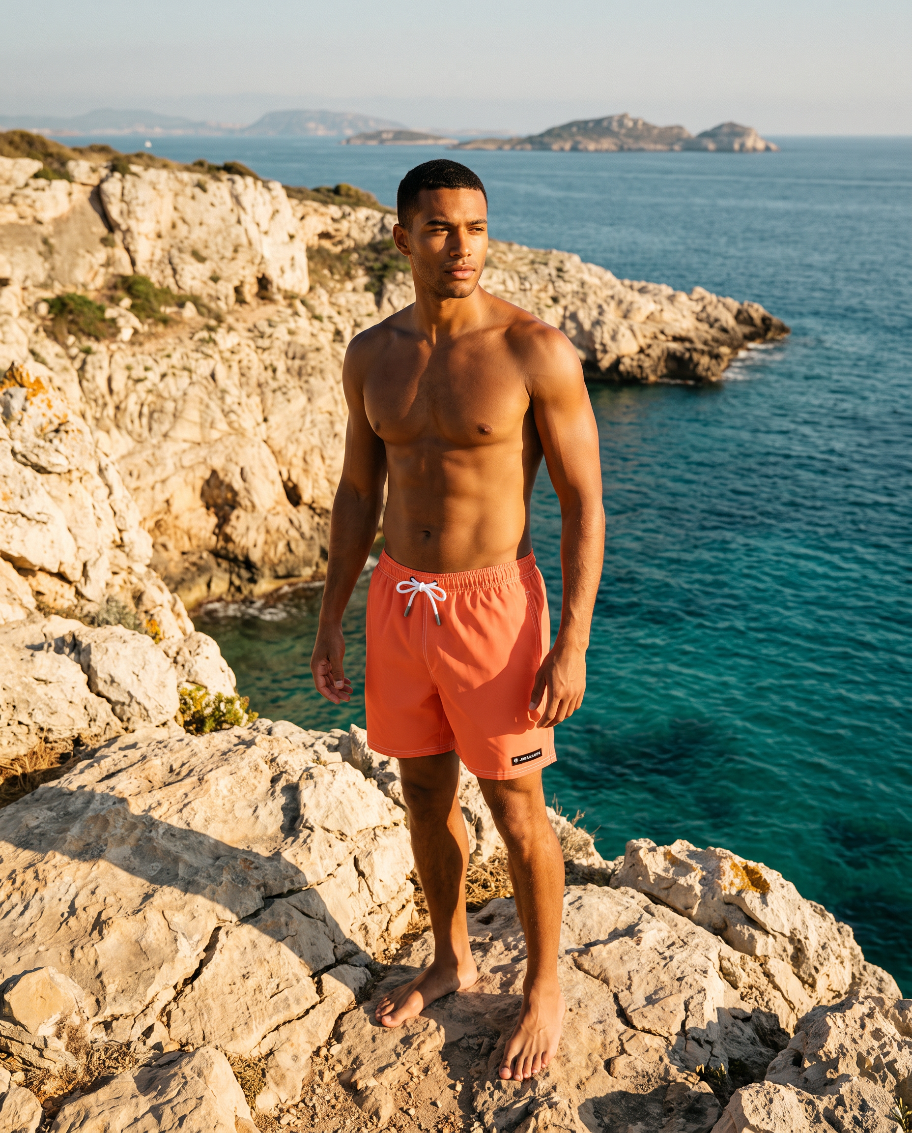 Orange Solid Swim Trunks-Coastal Cool-2026-V1