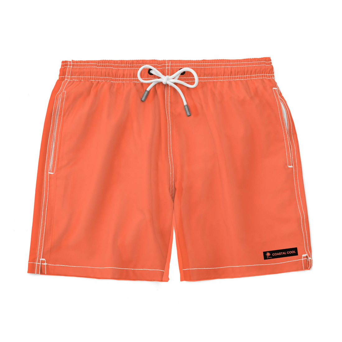 Orange Solid Swim Trunks-Coastal Cool