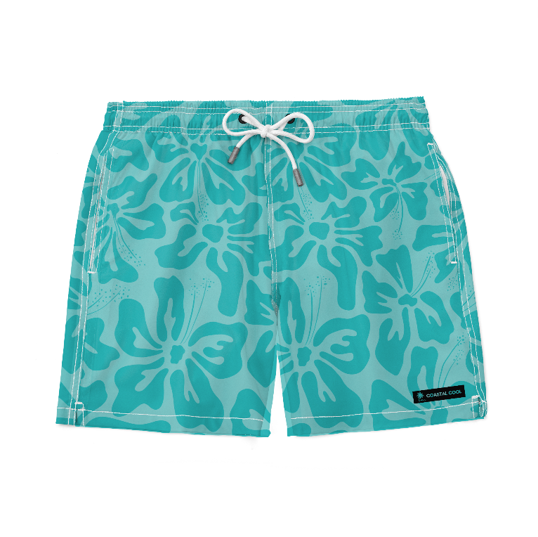 Pacific Paradise Swim Trunks-Coastal Cool