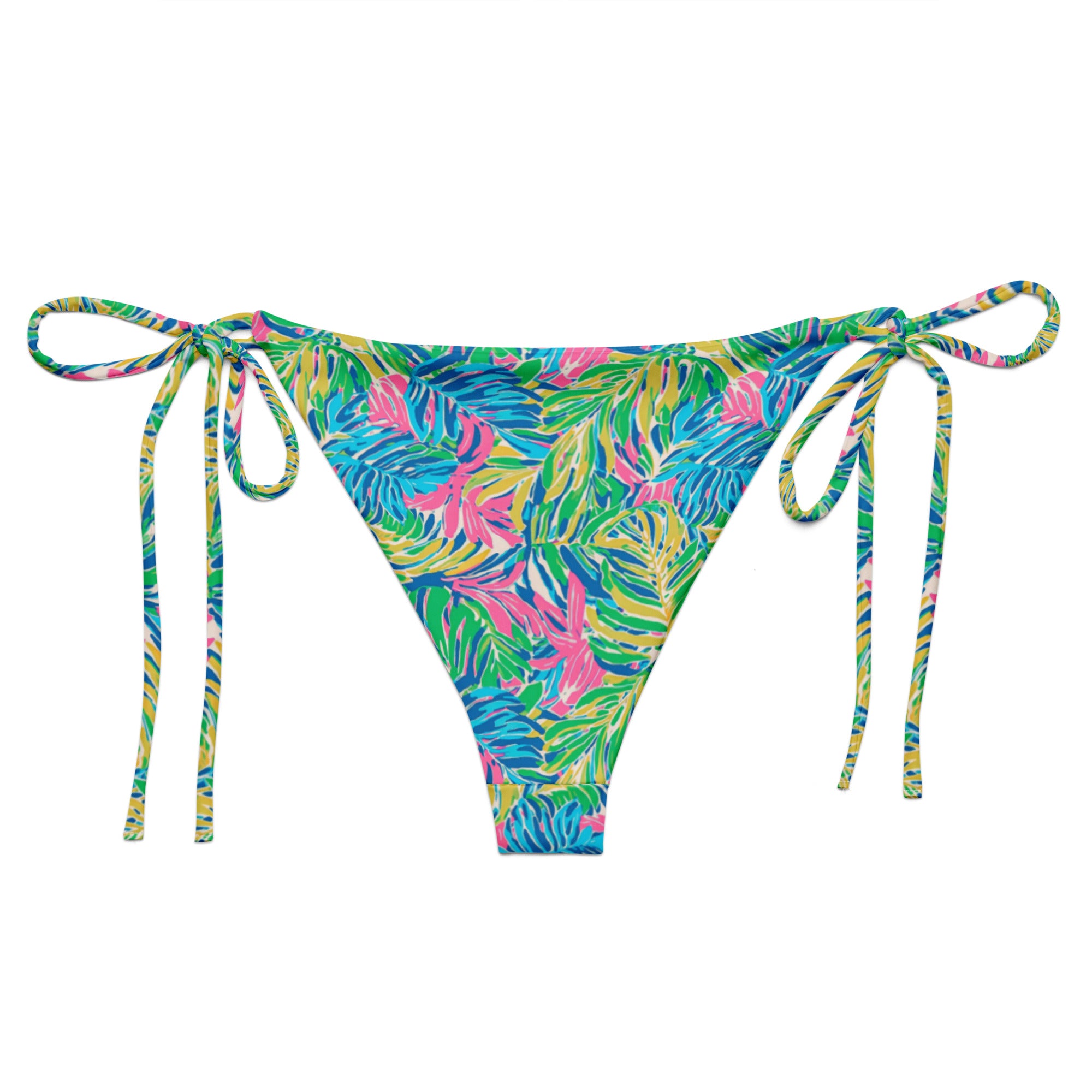 Palm Haven String Bikini Bottom-Coastal Cool