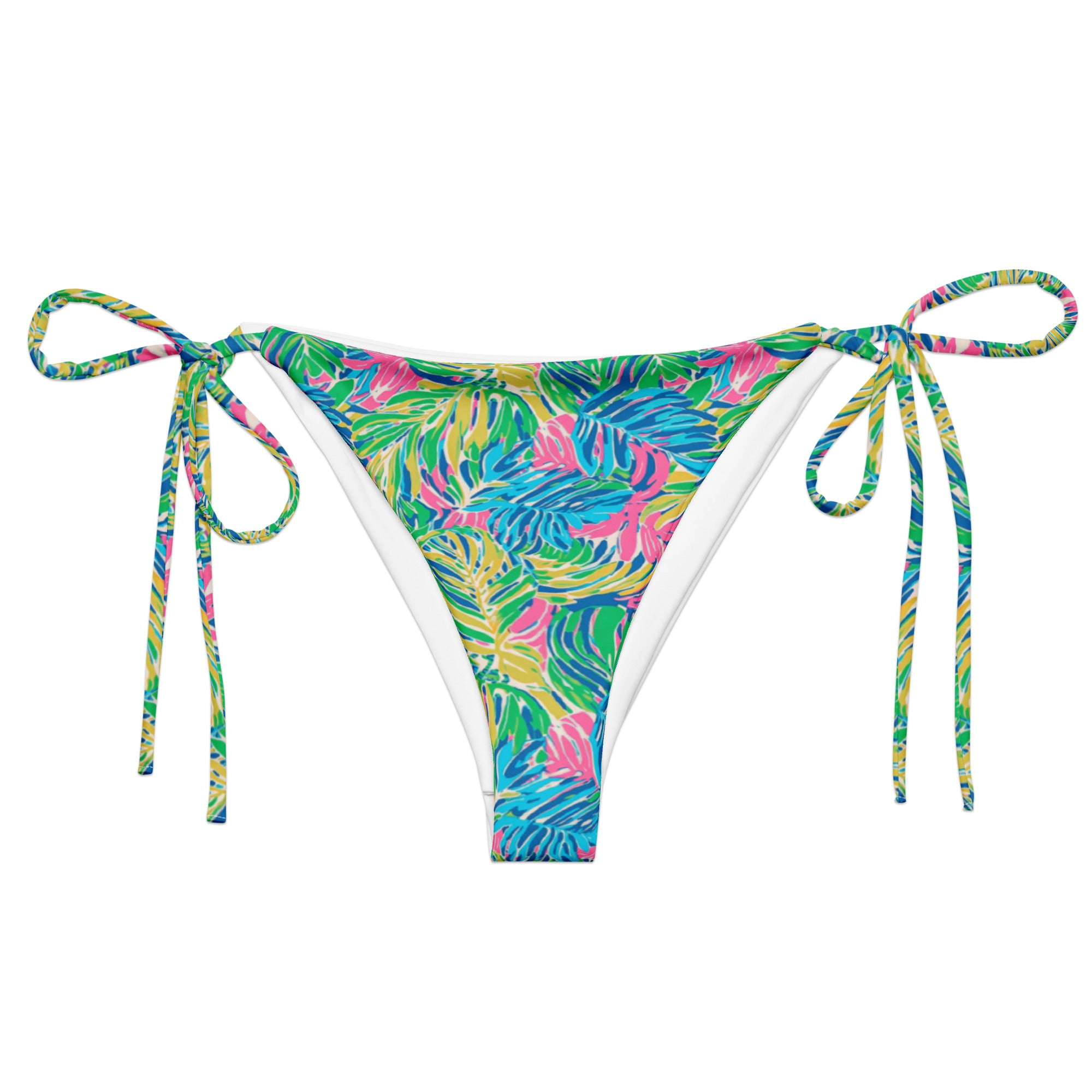 Palm Haven String Bikini Bottom-Coastal Cool
