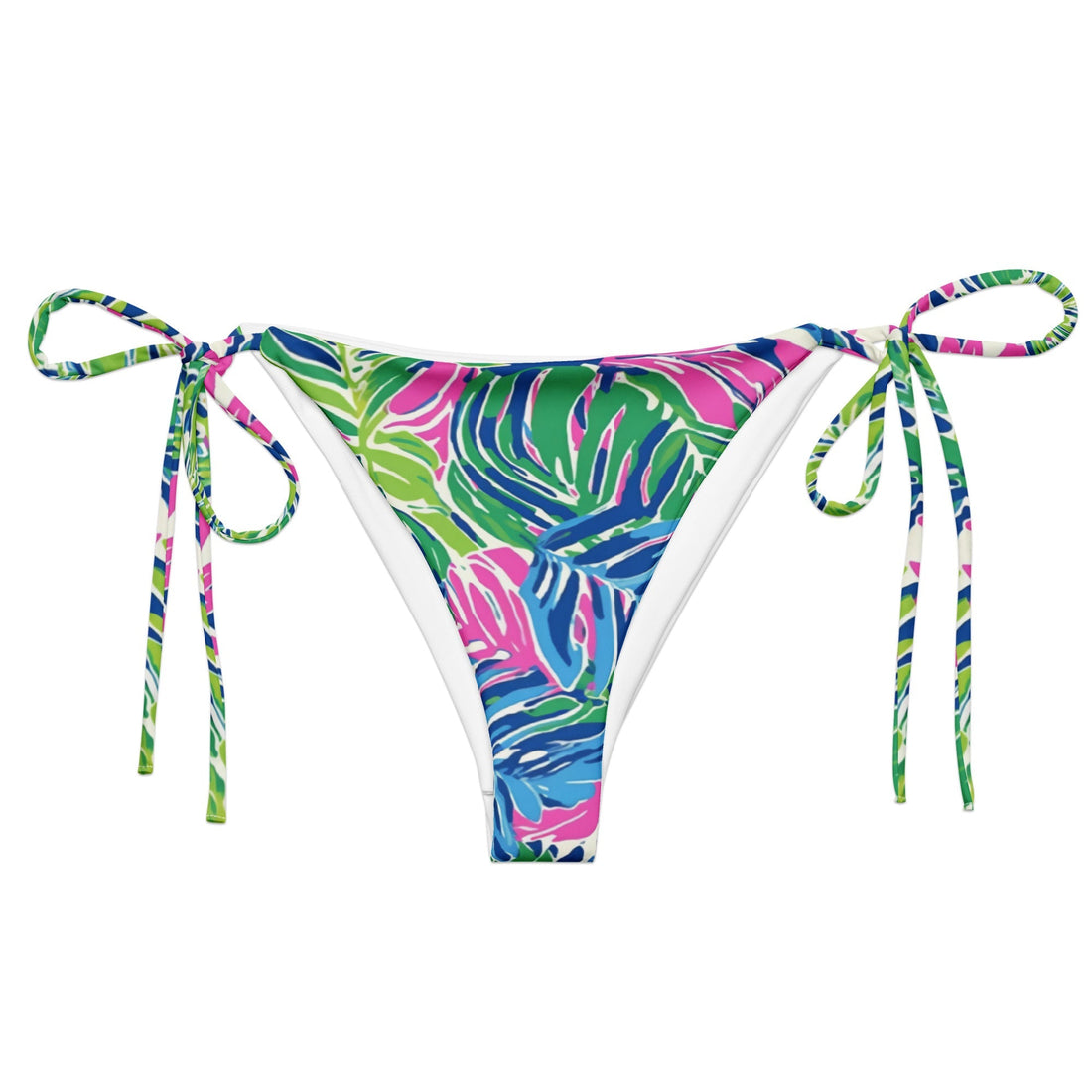 Palm Haven String Bikini Bottom-Coastal Cool