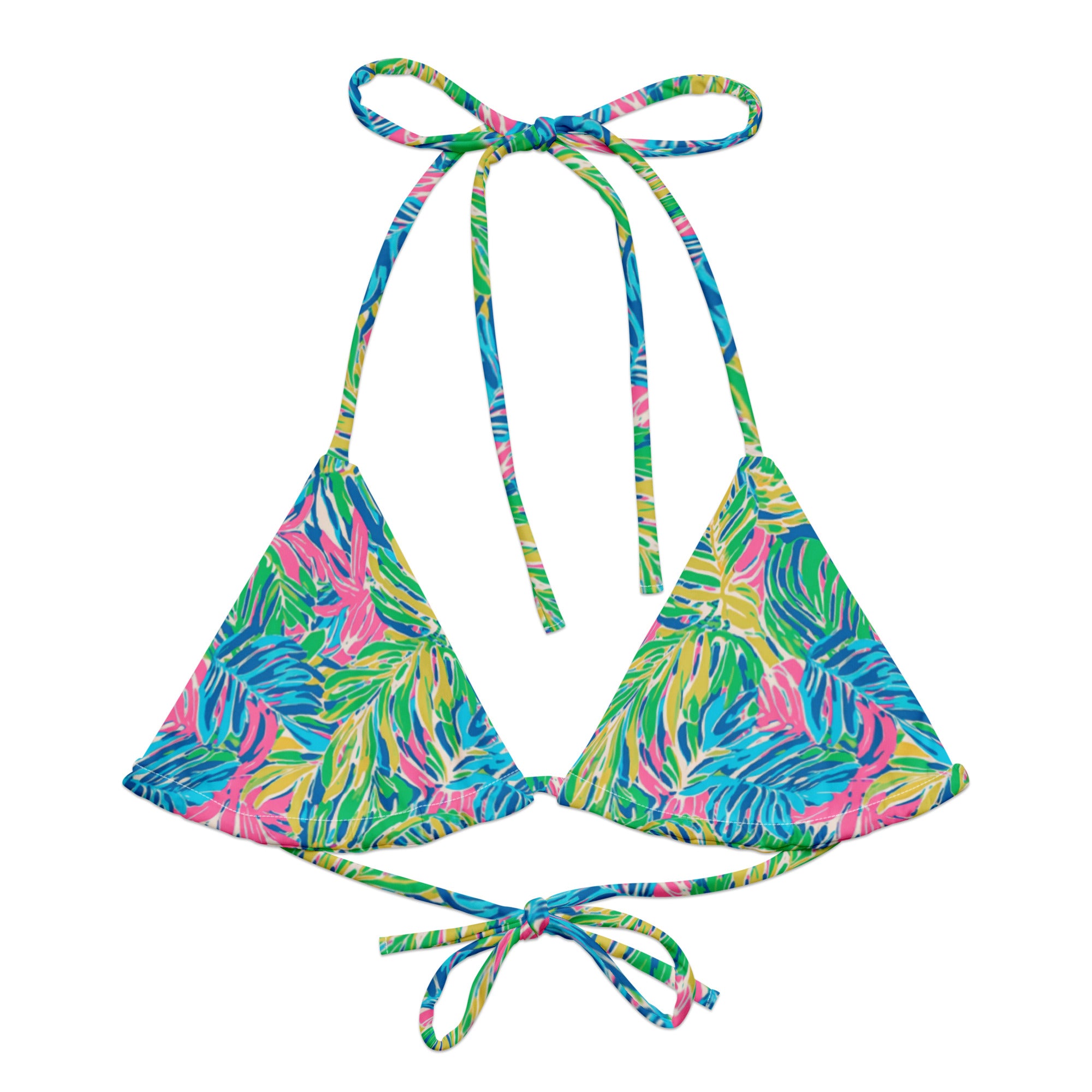 Palm Haven String Bikini Top-Coastal Cool