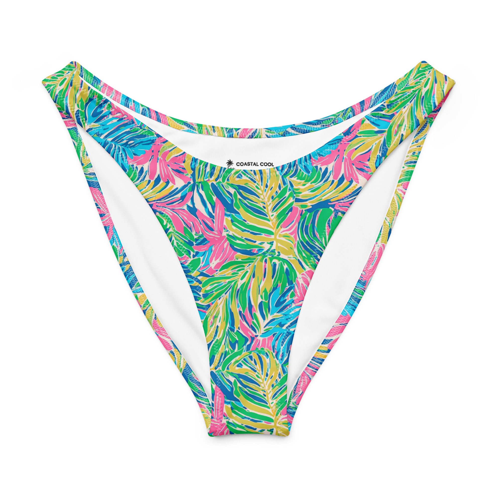 Palm Haven V-Waist Bikini Bottom-Coastal Cool