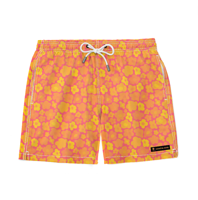 Palma Orange Swim Trunks-Coastal Cool