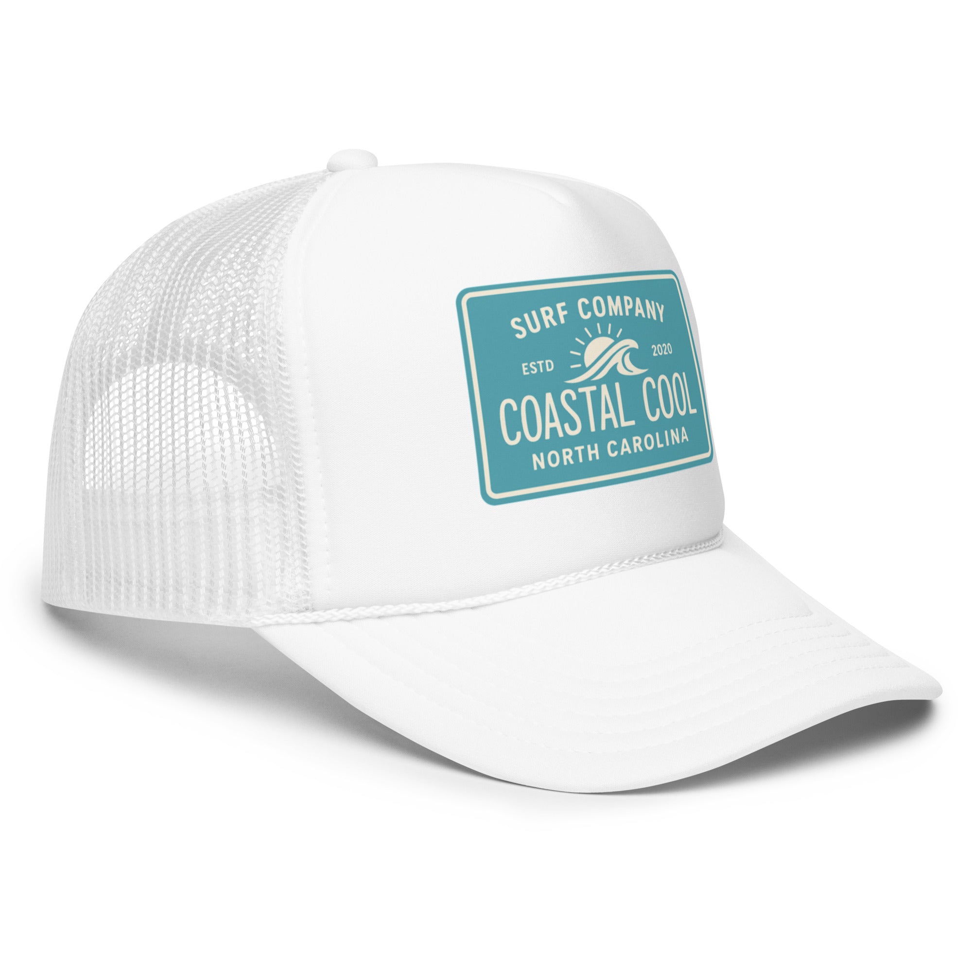 Tide Line Hat - White-Coastal Cool performance trucker hat durable high quality comfort fit