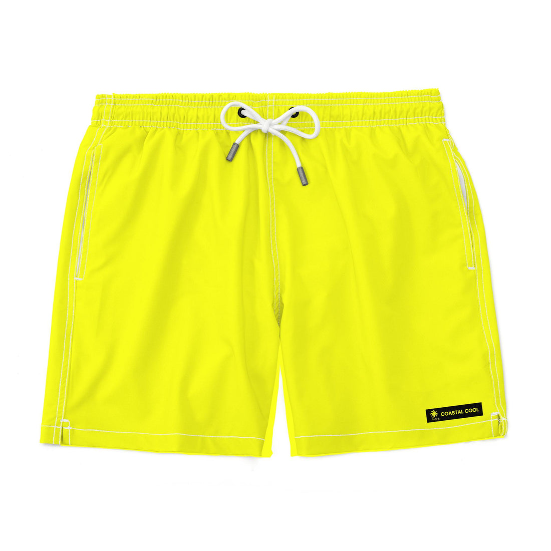 Yellow Solid Swim Trunks-Coastal Cool
